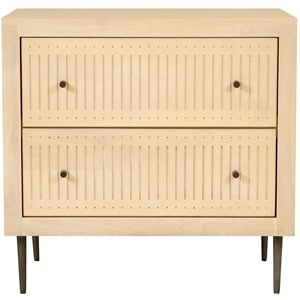 Pemberly Row 2-Drawer Solid Wood Nightstand in Aged Natural Finish