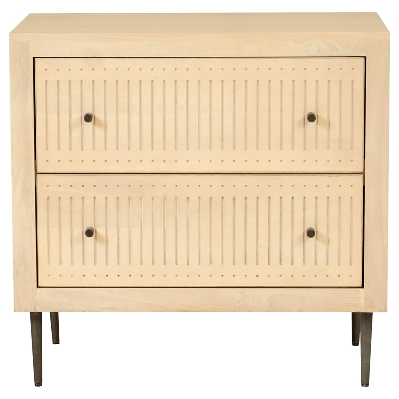 Pemberly Row 2-Drawer Solid Wood Nightstand in Aged Natural Finish