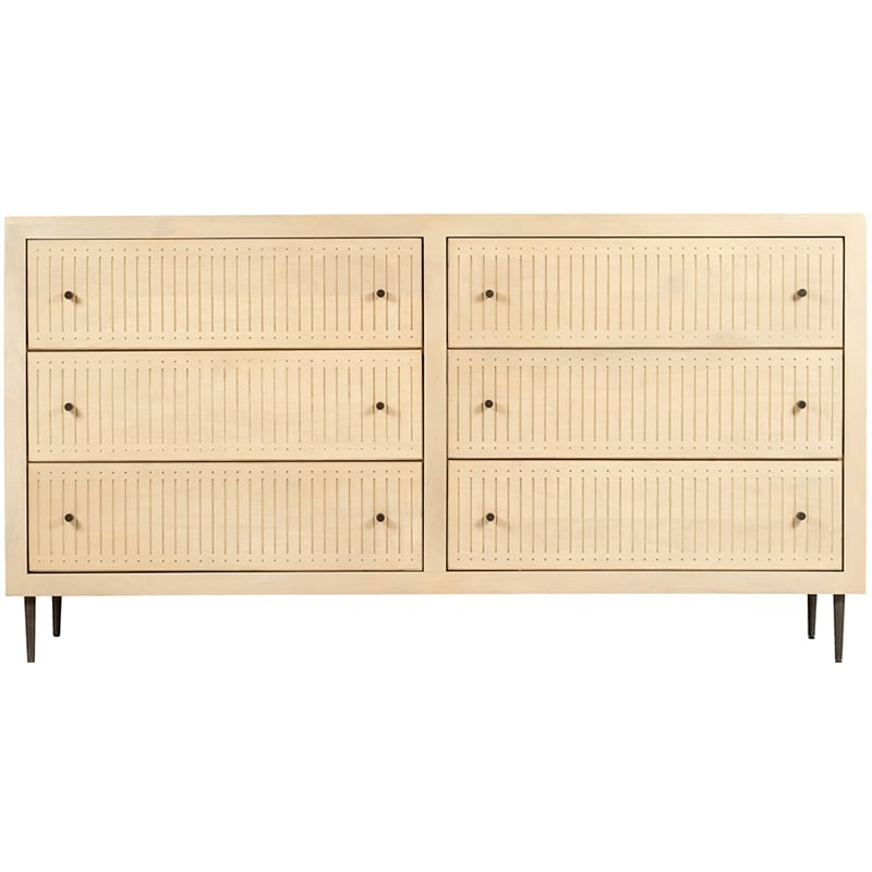 Pemberly Row 6-Drawer Solid Wood Dresser in Aged Natural Finish