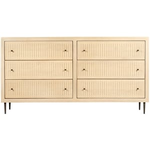 Pemberly Row 6-Drawer Solid Wood Dresser in Aged Natural Finish