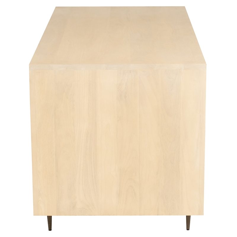 Pemberly Row Solid Wood Desk with 5 Drawers in Aged Natural Finish