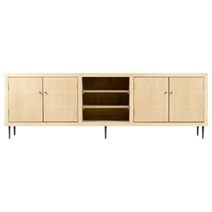 Pemberly Row 4-Door Solid Wood Media Cabinet in Aged Natural Finish