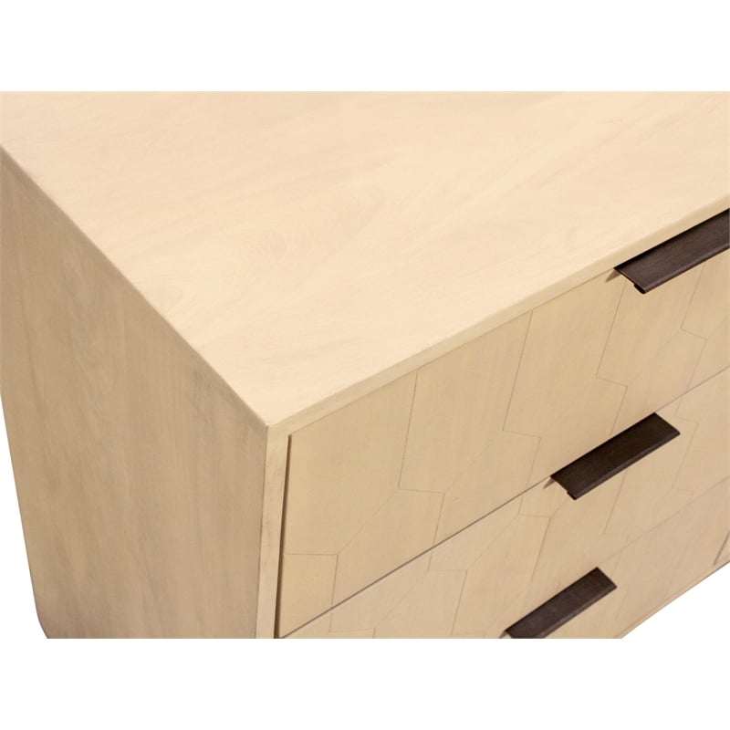 Pemberly Row 6-Drawer Hand-Carved Solid Wood Dresser in Aged Natural