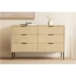 Pemberly Row 6-Drawer Hand-Carved Solid Wood Dresser in Aged Natural