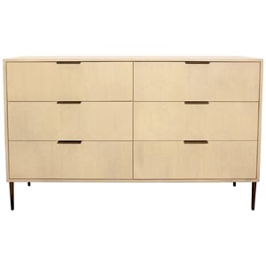 Pemberly Row 6-Drawer Hand-Carved Solid Wood Dresser in Aged Natural