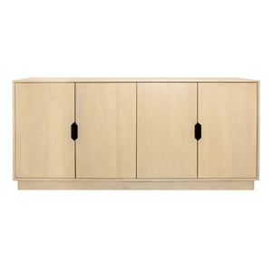 Pemberly Row 4-Door Hand-Carved Solid Wood Sideboard in Aged Natural