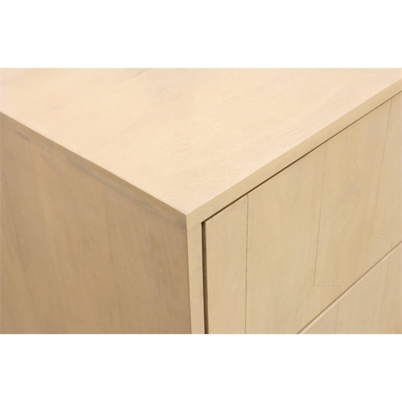 Pemberly Row 4-Drawer Hand-Carved Solid Wood Chest in Aged Natural