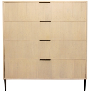 Pemberly Row 4-Drawer Hand-Carved Solid Wood Chest in Aged Natural