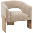 Pemberly Row Ribbed Linen Accent Chair in Manchester Beige on Solid Wood