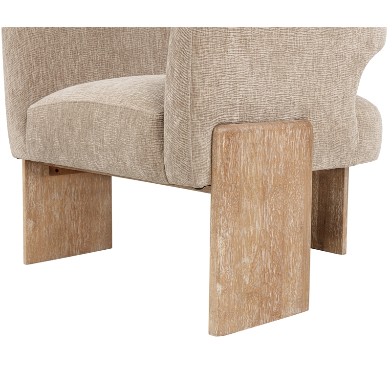 Pemberly Row Ribbed Linen Accent Chair in Manchester Beige on Solid Wood