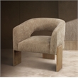 Pemberly Row Ribbed Linen Accent Chair in Manchester Beige on Solid Wood