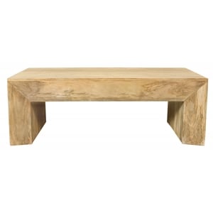 Pemberly Row Solid Mango Wood Cocktail Table in Natural Finish
