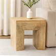 Pemberly Row Contemporary Solid Mango Wood Side Table in Natural Finish
