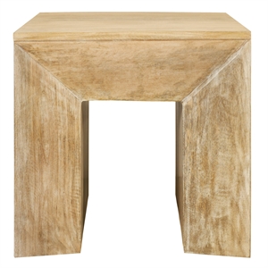 Pemberly Row Contemporary Solid Mango Wood Side Table in Natural Finish