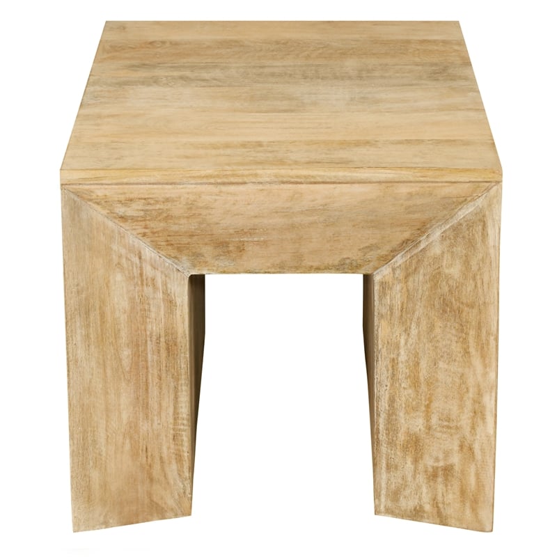 Pemberly Row Contemporary Solid Mango Wood Side Table in Natural Finish