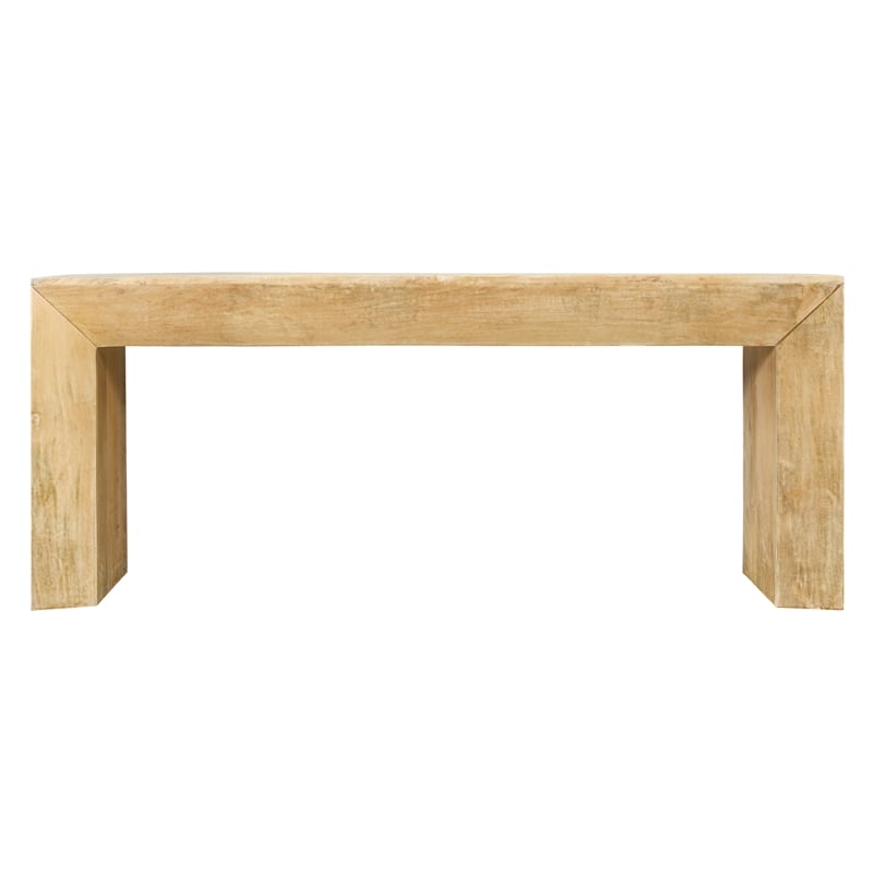 Pemberly Row Solid Mango Wood Console Table in Natural Finish