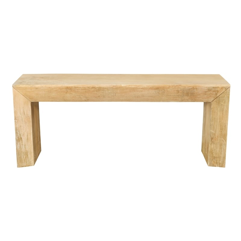 Pemberly Row Solid Mango Wood Console Table in Natural Finish