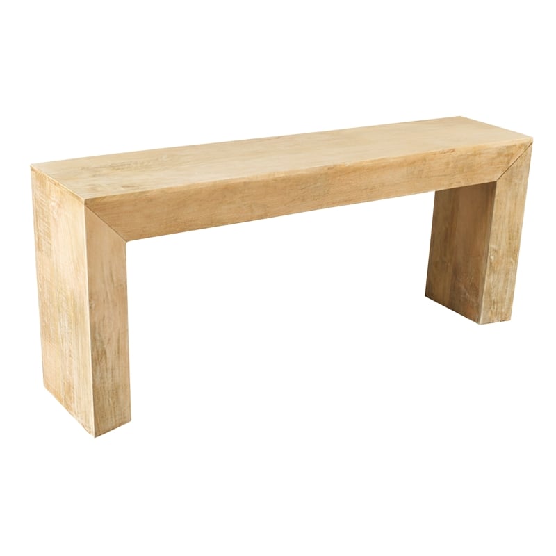 Pemberly Row Solid Mango Wood Console Table in Natural Finish
