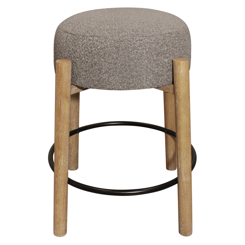 Pemberly Row 2-Piece Boucle Fabric Counter Stool Set in Silver on Wood