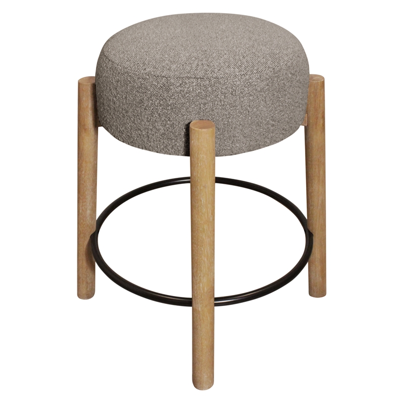 Pemberly Row 2-Piece Boucle Fabric Counter Stool Set in Silver on Wood