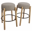 Pemberly Row 2-Piece Boucle Fabric Barstool Set in Silver on Solid Wood