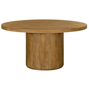 Pemberly Row 60&quot Round Solid Mango Wood Dining Table in Spice Tan