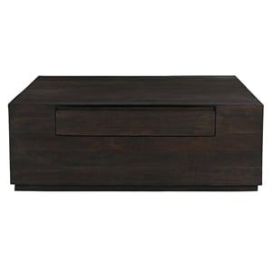 Pemberly Row 2-Drawer Solid Mango Wood Square Cocktail Table in Barista Brown