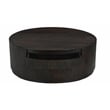 Pemberly Row 2-Drawer Solid Mango Wood Round Cocktail Table in Barista Brown