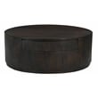 Pemberly Row 2-Drawer Solid Mango Wood Round Cocktail Table in Barista Brown