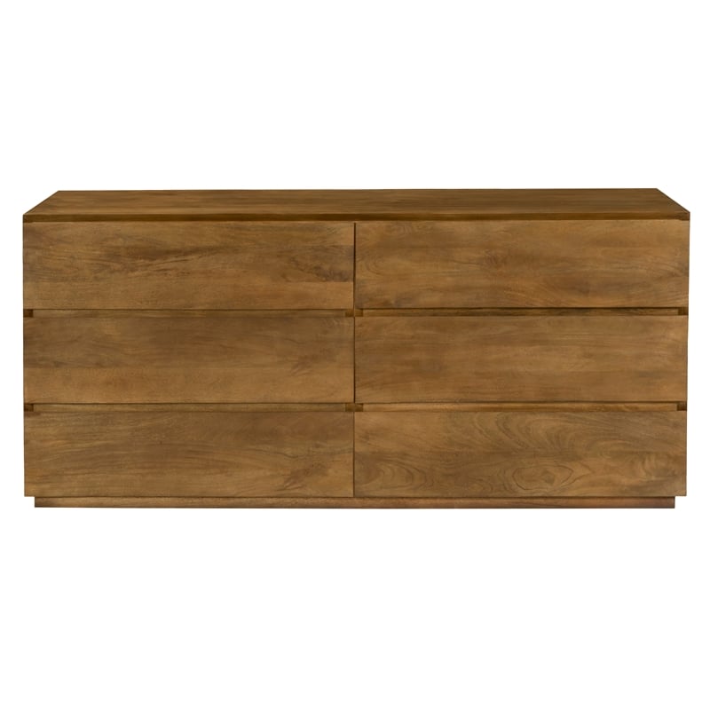Pemberly Row 6-Drawer Solid Mango Wood Dresser in Spice Tan Finish