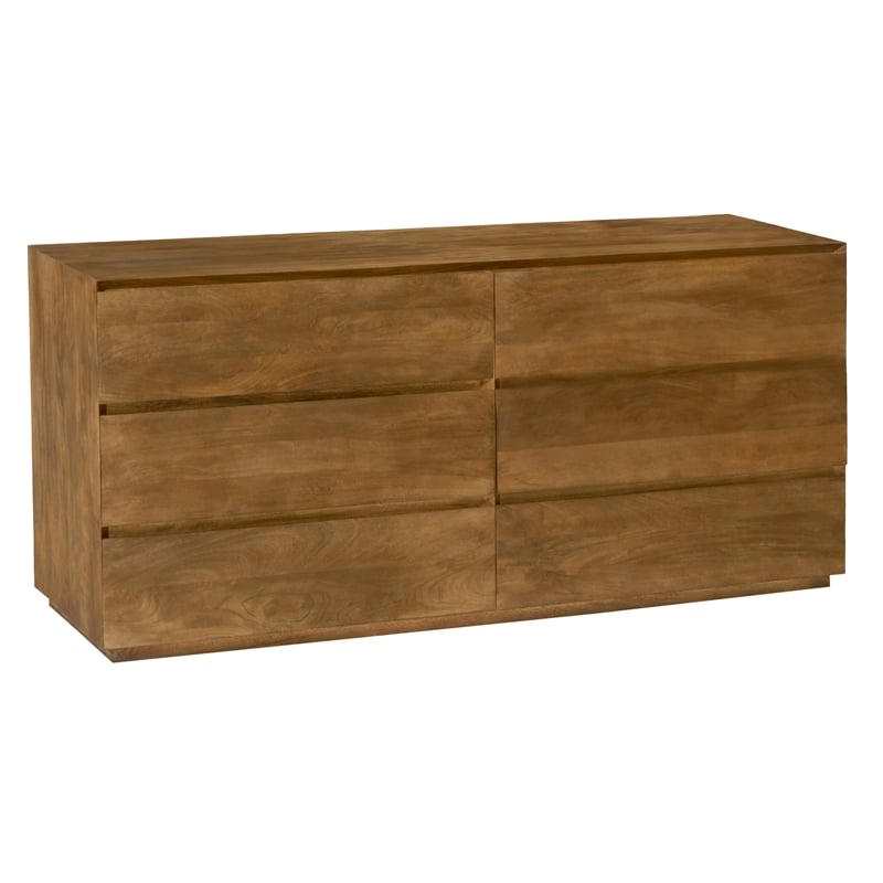 Pemberly Row 6-Drawer Solid Mango Wood Dresser in Spice Tan Finish