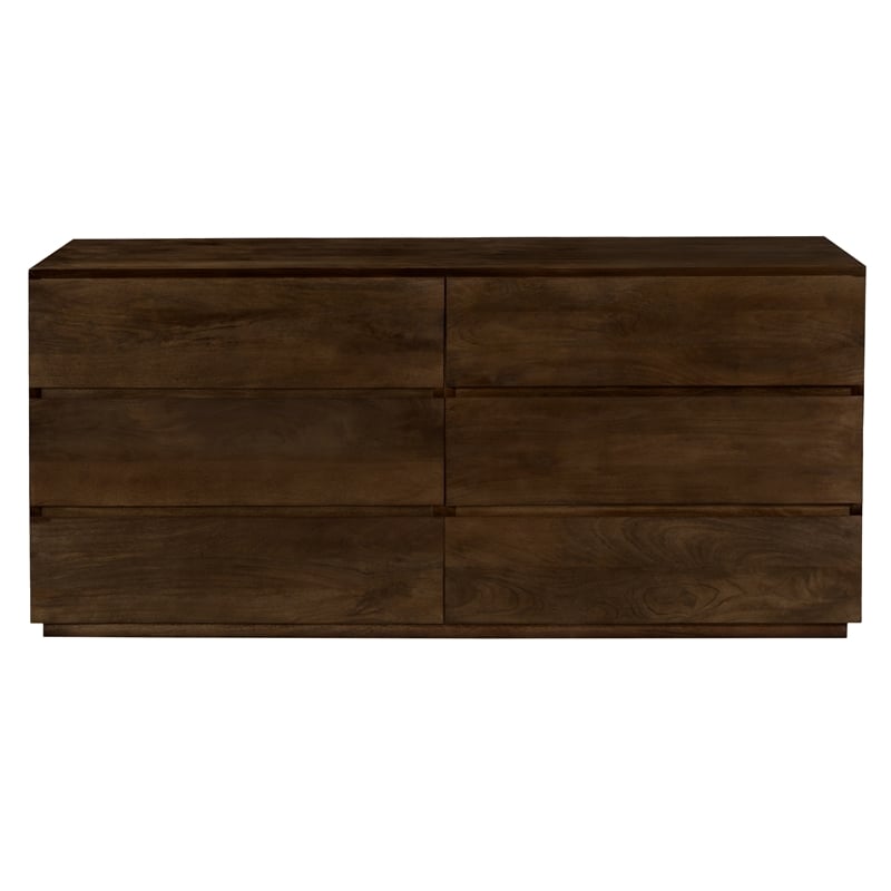 Pemberly Row 6-Drawer Solid Mango Wood Dresser in Barista Brown Finish