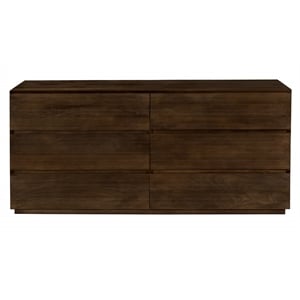 Pemberly Row 6-Drawer Solid Mango Wood Dresser in Barista Brown Finish