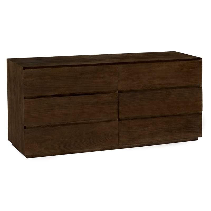 Pemberly Row 6-Drawer Solid Mango Wood Dresser in Barista Brown Finish
