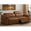 Pemberly Row Contemporary Full-Leather Power Reclining Sofa in Tan