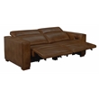 Pemberly Row Contemporary Full-Leather Power Reclining Sofa in Tan