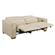 Pemberly Row Contemporary Full-Leather Power Reclining Sofa in Beige