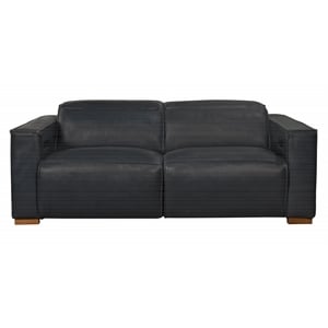 Pemberly Row Contemporary Full-Leather Power Reclining Sofa in Blue