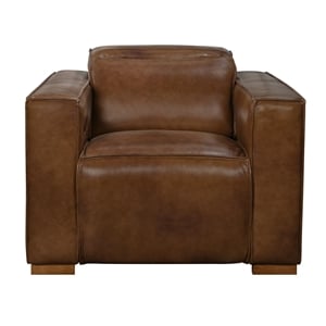 Pemberly Row Full-Leather Power Reclining Lounge Chair in Tan