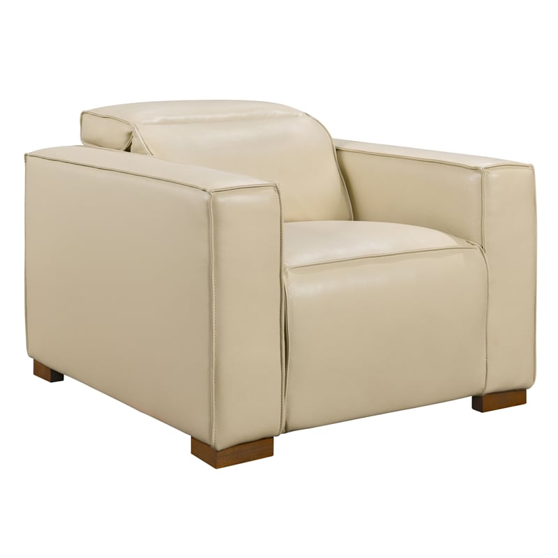 Pemberly Row Full-Leather Power Reclining Lounge Chair in Beige