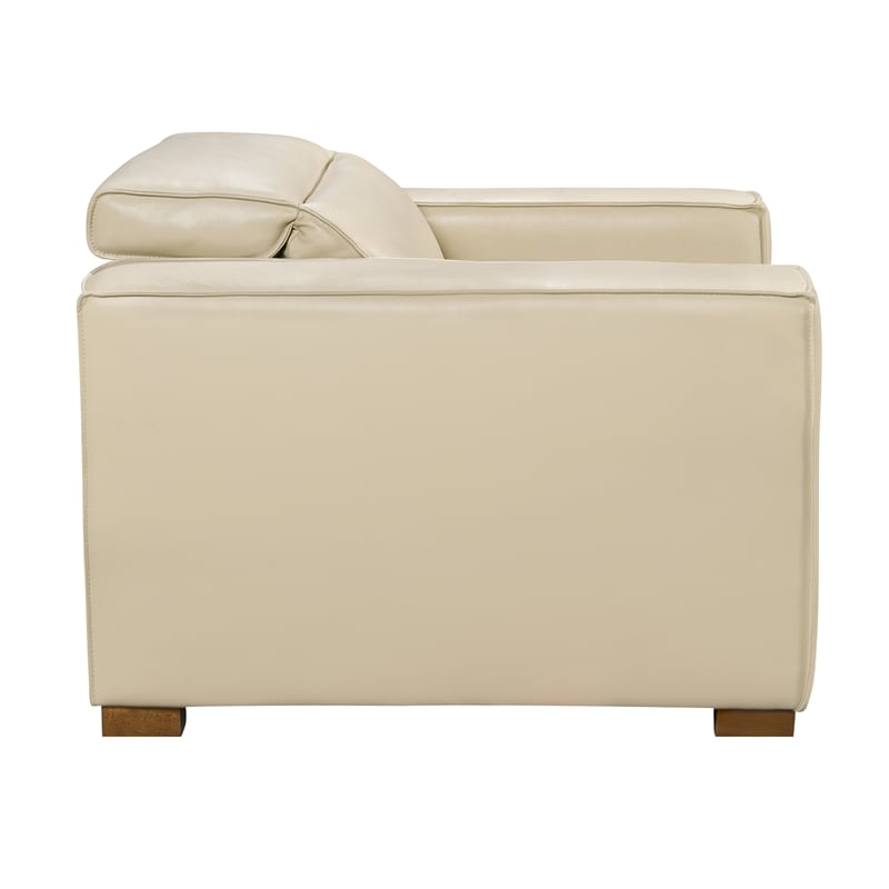 Pemberly Row Full-Leather Power Reclining Lounge Chair in Beige