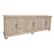 Pemberly Row 6-Door Hand-Carved Solid Wood Sideboard in Distressed White