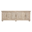 Pemberly Row 6-Door Hand-Carved Solid Wood Sideboard in Distressed White