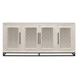 Pemberly Row 4-Door Hand-Carved Solid Wood Sideboard in Distressed White