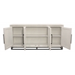 Pemberly Row 4-Door Hand-Carved Solid Wood Sideboard in Distressed White