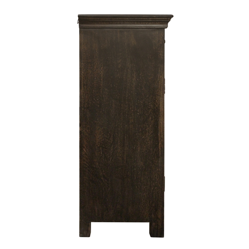 Pemberly Row 4-Door 4-Drawer Hand-Carved Sideboard in Antique Black