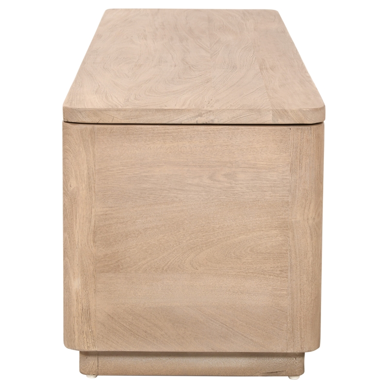 Pemberly Row Reclaimed Wood Storage Bench Cocktail Table in Ash Ivory