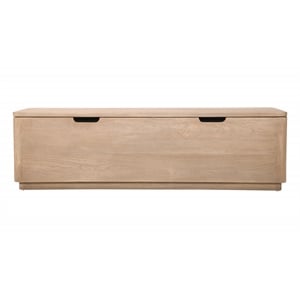 Pemberly Row Reclaimed Wood Storage Bench Cocktail Table in Ash Ivory