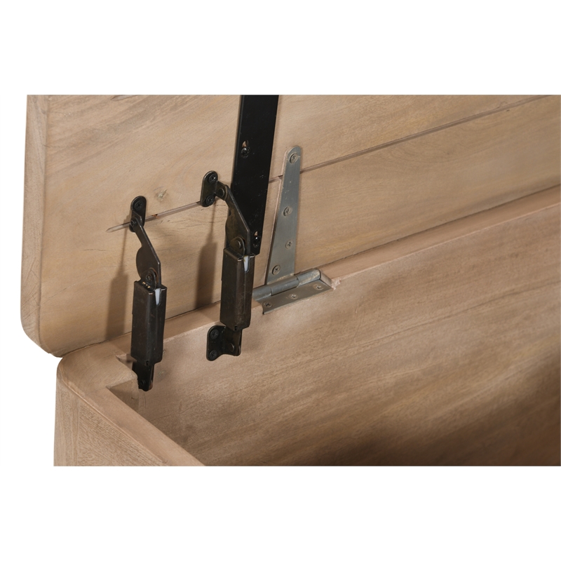 Pemberly Row Reclaimed Wood Storage Bench Cocktail Table in Ash Ivory