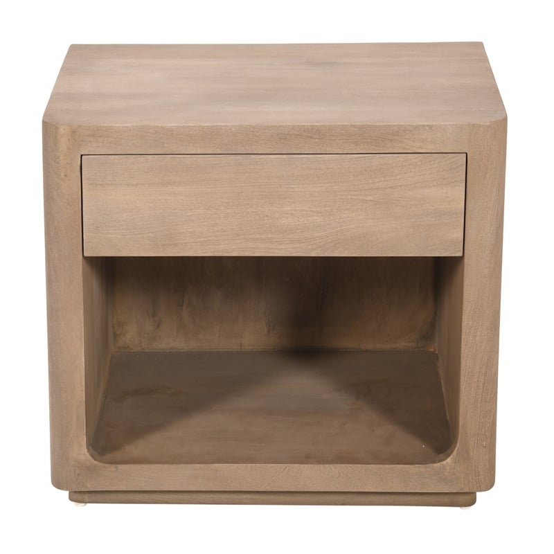Pemberly Row Reclaimed Wood Nightstand in Light Ash Ivory Finish